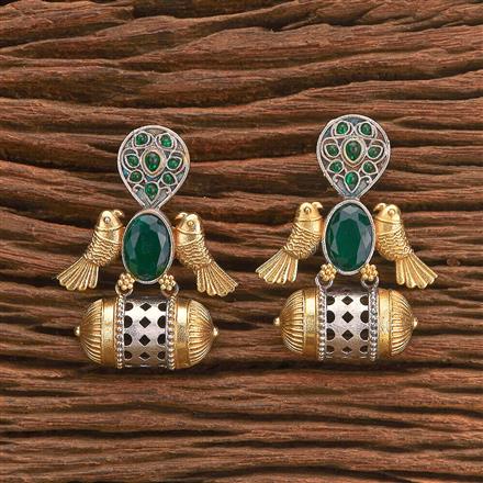 Oxidised Peacock Earring With 2 Tone Plating