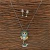 Oxidised Temple Pendant Set With 2 Tone Plating