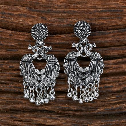 Peacock Earring With Oxidised Plating