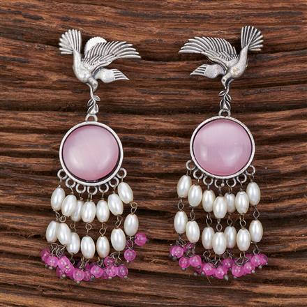 Peacock Earring With Oxidised Plating