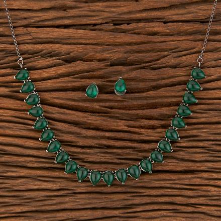 Monalisa Stone Necklace With Oxidised Plating