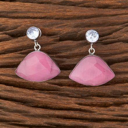 Stone Earring With Oxidised Plating