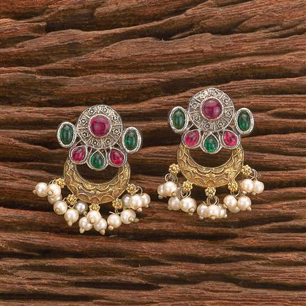 Oxidised Chand Earring With 2 Tone Plating