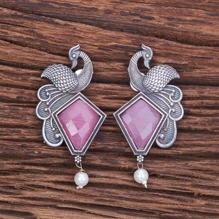 Peacock Earring With Black Plating