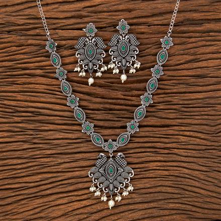 Peacock Necklace With Oxidised Plating