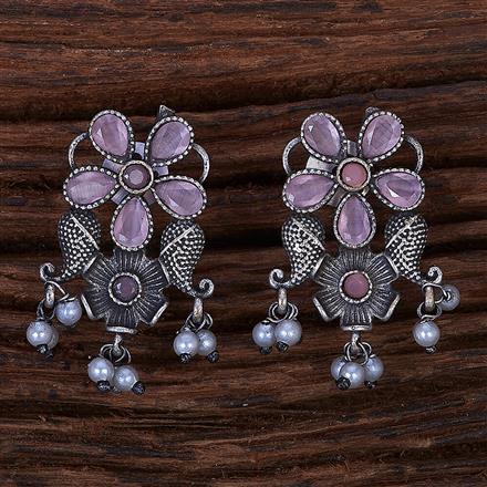 Peacock Earring With Oxidised Plating