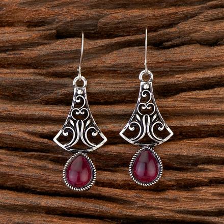 Stone Earring With Oxidised Plating