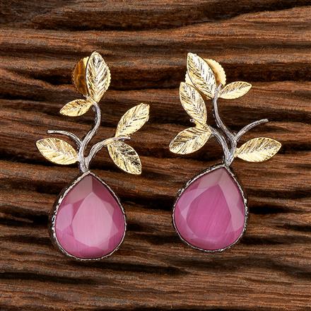 Stone Earring With 2 Tone Plating