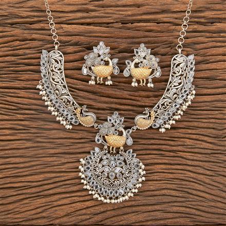 Oxidised Peacock Necklace With 2 Tone Plating