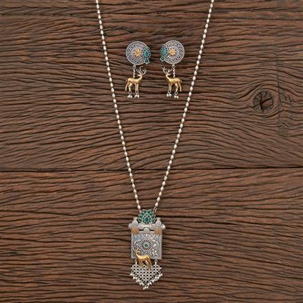 Oxidised Long Necklace With 2 Tone Plating