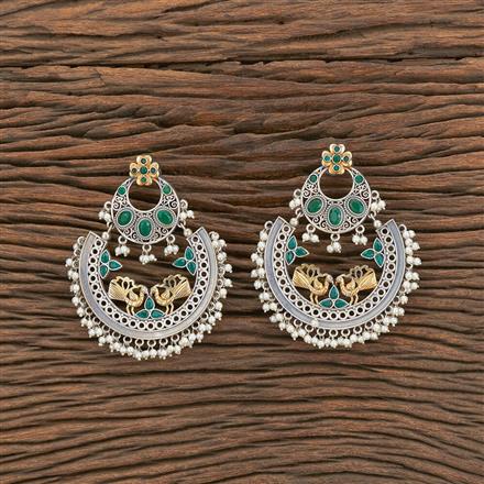 Oxidised Chand Earring With 2 Tone Plating