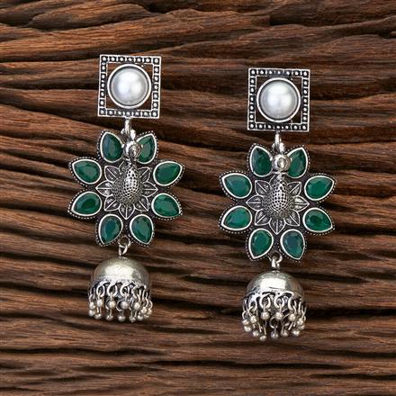 Peacock Earring With Oxidised Plating