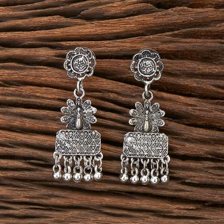 Peacock Earring With Oxidised Plating