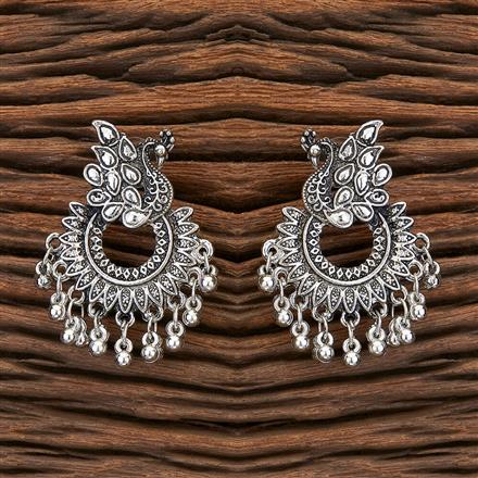 Peacock Earring With Oxidised Plating