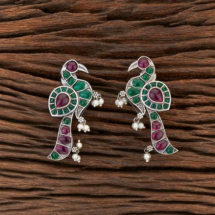 Peacock Earring With Oxidised Plating