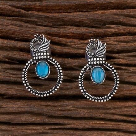 Peacock Earring With Oxidised Plating