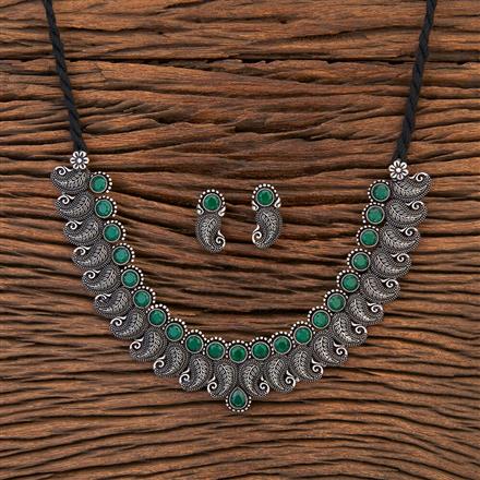 Stone Necklace With Oxidised Plating