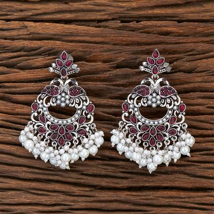 Peacock Earring With Oxidised Plating