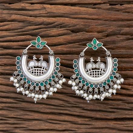 Peacock Earring With Oxidised Plating