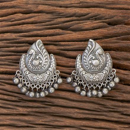 Peacock Earring With Oxidised Plating