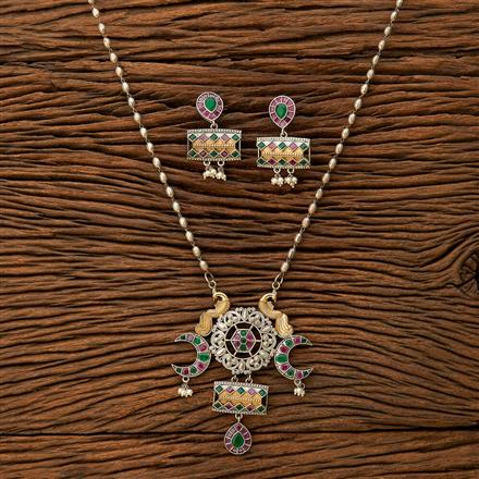 Oxidised Peacock Necklace With 2 Tone Plating