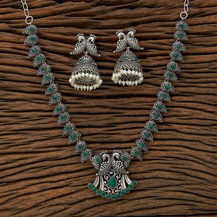 Peacock Necklace With Oxidised Plating