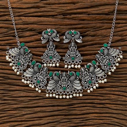 Peacock Necklace With Oxidised Plating