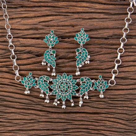 Peacock Necklace With Oxidised Plating