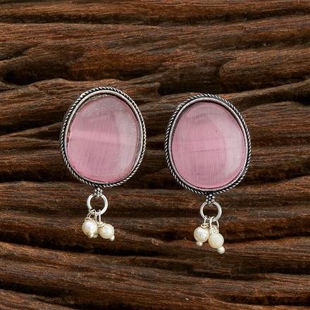 Moti Earring With Oxidised Plating