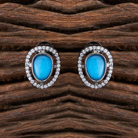 Stone Earring With Oxidised Plating