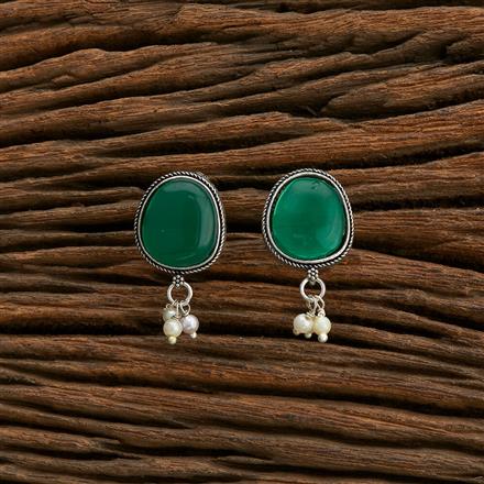 Moti Earring With Oxidised Plating