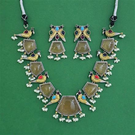 Oxidised Birds Necklace With 2 Tone Plating
