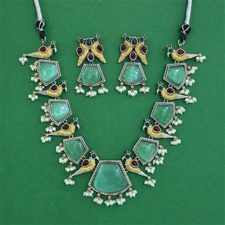 Oxidised Birds Necklace With 2 Tone Plating