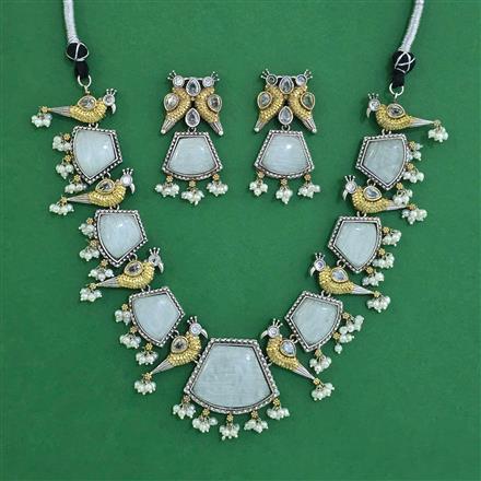 Oxidised Birds Necklace With 2 Tone Plating