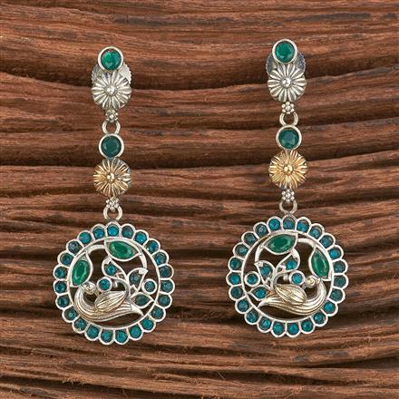 Oxidised Peacock Earring With 2 Tone Plating