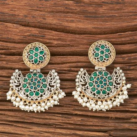 Oxidised Chand Earring With 2 Tone Plating