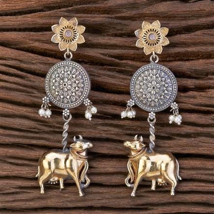 Oxidised Trendy Earring With 2 Tone Plating