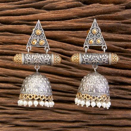 Oxidised Jhumki With 2 Tone Plating