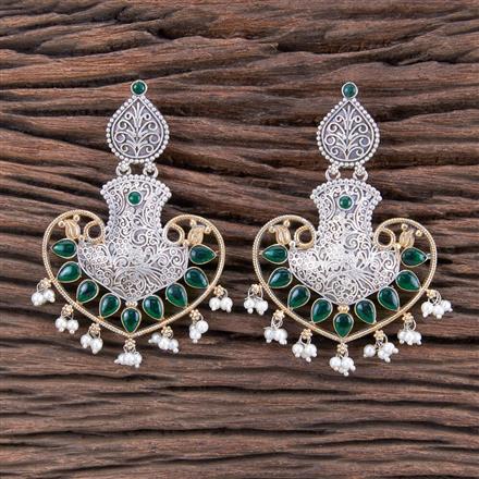 Oxidised Moti Earring With 2 Tone Plating