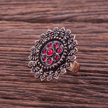 Oxidised Adjustable Ring With Rose Gold Plating