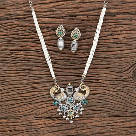 Oxidised Peacock Necklace With 2 Tone Plating