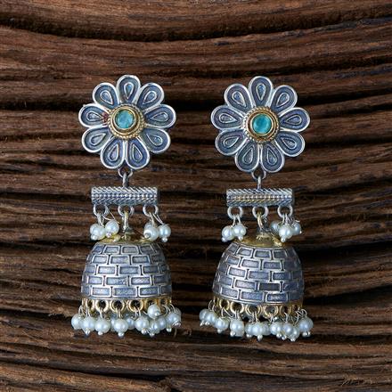 Oxidised Jhumki With 2 Tone Plating
