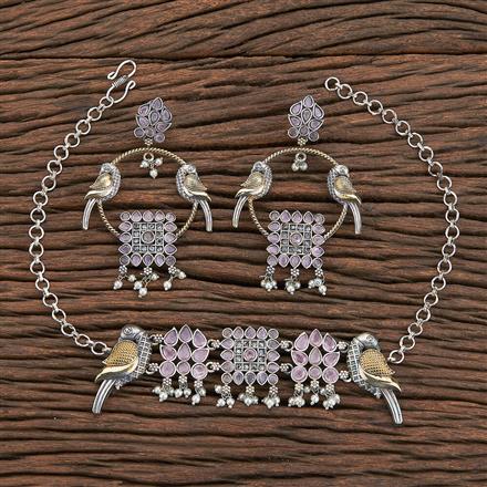 Oxidised Peacock Necklace With 2 Tone Plating