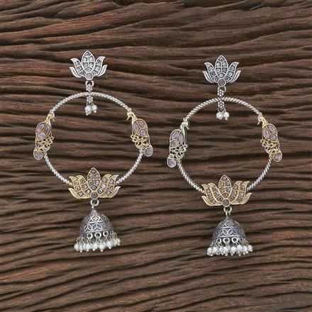 Oxidised Peacock Earring With 2 Tone Plating