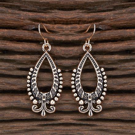Oxidised Classic Earring With Rose Gold Plating