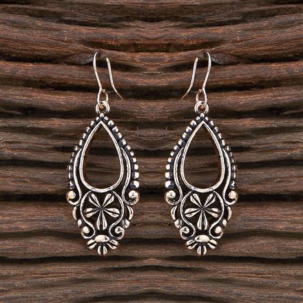 Oxidised Classic Earring With Rose Gold Plating