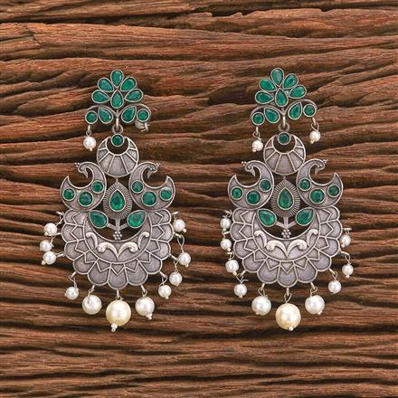 Peacock Earring With Oxidised Plating