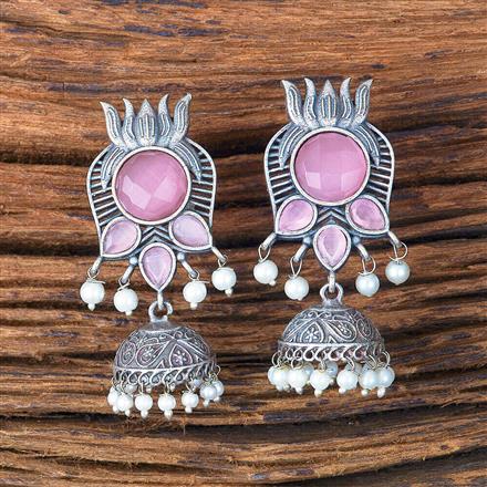 Pearl Jhumki With Oxidised Plating