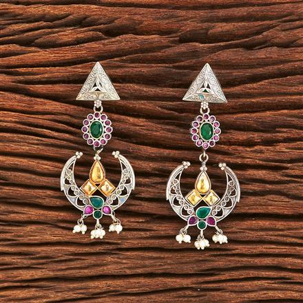Oxidised Chand Earring With 2 Tone Plating