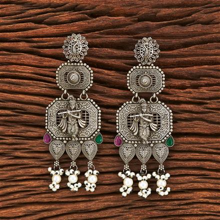 Temple Earring With Oxidised Plating